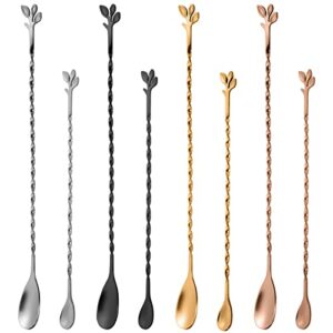 AnSaw 12-Inch Stainless Steel Mixing Spoon, 2-Pieces Gold Spiral Pattern Bar Spoons