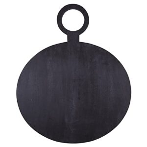 santa barbara design studio table sugar mango wood round charcuterie board, medium, black