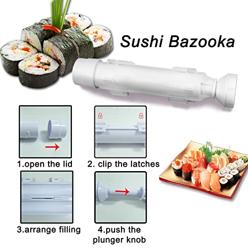 TIMDAM Sushi Making Kit for Beginners, All in One Sushi Maker Set with Sushi Mats Bamboo Roller, Sushi Bazooka, Chopsticks, Paddle, Spreader, Sushi Knife, Chopsticks Holder, Sushi Kit for Home