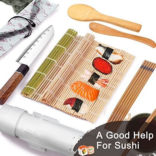 TIMDAM Sushi Making Kit for Beginners, All in One Sushi Maker Set with Sushi Mats Bamboo Roller, Sushi Bazooka, Chopsticks, Paddle, Spreader, Sushi Knife, Chopsticks Holder, Sushi Kit for Home