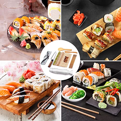 TIMDAM Sushi Making Kit for Beginners, All in One Sushi Maker Set with Sushi Mats Bamboo Roller, Sushi Bazooka, Chopsticks, Paddle, Spreader, Sushi Knife, Chopsticks Holder, Sushi Kit for Home