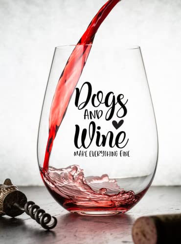 COOL AF Dog Mom Gifts For Women - Funny Dog Mom Gift Wine Glass - 15oz Wine Glass For Dog Lovers