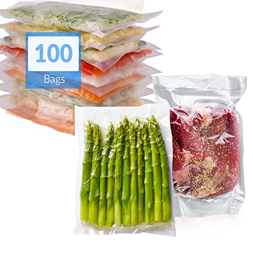 Reli. Vacuum Sealer Bags 8x12 in. | 100 Bags | Pre-Cut Embossed Vacuum Bags for Food | BPA Free | Vacuum Seal Bags for Sous Vide, Food Freezer Storage/Food Prep | Quart Size, Clear