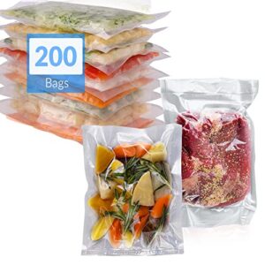 reli. vacuum sealer bags 6x10 in. | 200 bags | pre-cut embossed vacuum bags for food | bpa free | vacuum sealer bags for sous vide, food storage/food prep | pint size, clear