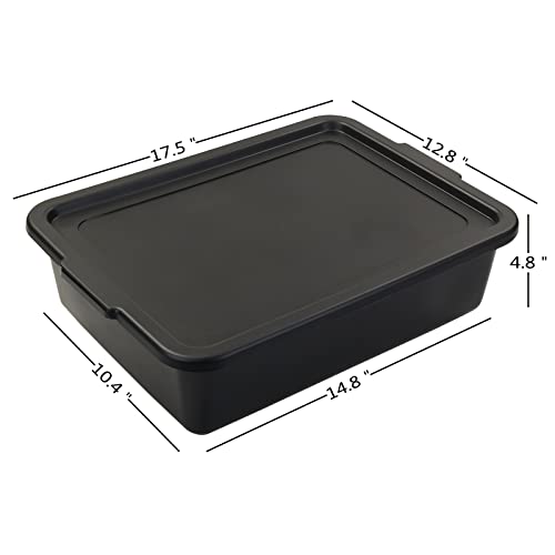 Pekky 13 L Food Service Bus Tubs with Lids, 3 Packs Commercial Tote Box, Black