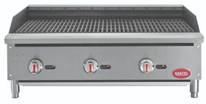 kratos 29y-002 36" commercial restaurant gas countertop radiant charbroiler, 3 burners, 105,000 btu output