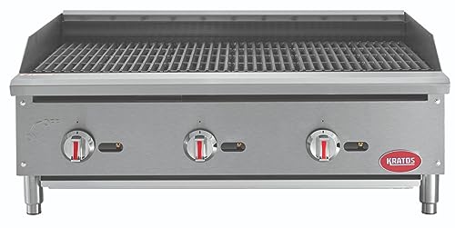 Kratos 29Y-002 36" Commercial Restaurant Gas Countertop Radiant Charbroiler, 3 Burners, 105,000 BTU Output