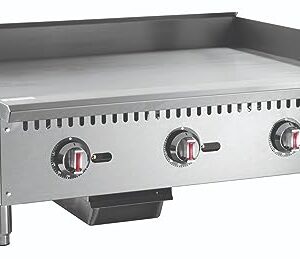 Kratos 29Y-008 36" Commercial Restaurant Gas Countertop Griddle, Thermostatic Controls, 3 Burners, 90,000 BTU Output