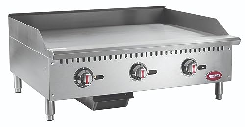 Kratos 29Y-008 36" Commercial Restaurant Gas Countertop Griddle, Thermostatic Controls, 3 Burners, 90,000 BTU Output