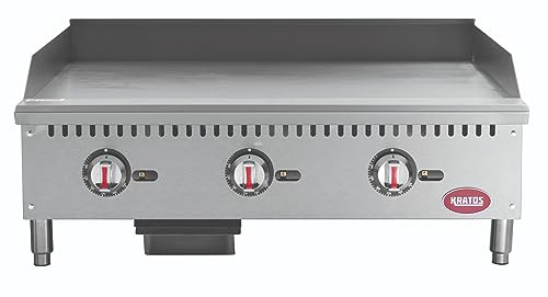 Kratos 29Y-008 36" Commercial Restaurant Gas Countertop Griddle, Thermostatic Controls, 3 Burners, 90,000 BTU Output