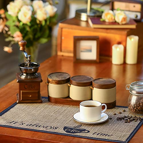 2 Pieces Coffee Bar Mat,Coffee Bar Accessories 20 x 14 Inch Coffee Bar Decoration Coffee Placemats for Coffee Machine, Coffee Bar, Countertops,Coffee Station Accessories (Coffee Time)