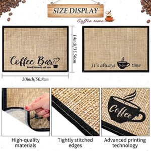 2 Pieces Coffee Bar Mat,Coffee Bar Accessories 20 x 14 Inch Coffee Bar Decoration Coffee Placemats for Coffee Machine, Coffee Bar, Countertops,Coffee Station Accessories (Coffee Time)