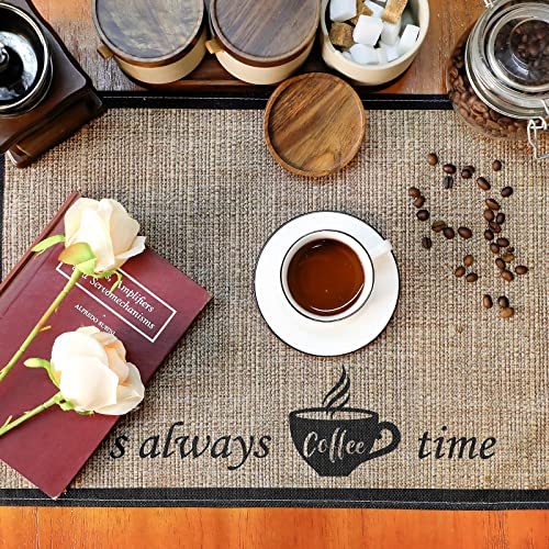 2 Pieces Coffee Bar Mat,Coffee Bar Accessories 20 x 14 Inch Coffee Bar Decoration Coffee Placemats for Coffee Machine, Coffee Bar, Countertops,Coffee Station Accessories (Coffee Time)