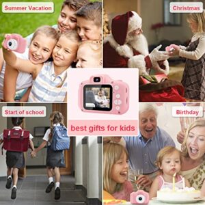 YUE3000 Upgrade Kids Camera,Gifts for Boys and Girls of Age 3-9, 1080P HD Digital Video Cameras for Toddler, 20M high -Definition Digital Camera, Suitable for Portable Toys with 32GB SD Card-Pink