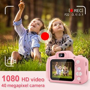 YUE3000 Upgrade Kids Camera,Gifts for Boys and Girls of Age 3-9, 1080P HD Digital Video Cameras for Toddler, 20M high -Definition Digital Camera, Suitable for Portable Toys with 32GB SD Card-Pink