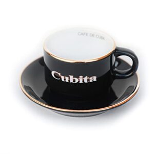 BIBI Espresso Cups Set for Cuban coffee, 6 Small Ceramic Cups with Matching Saucers (3 oz) - Tazas de cafe Cubita