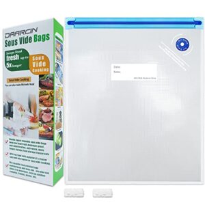 daarcin large sous vide bags,15pcs10.2x13.4in/26 * 34cm bpa free reusable vacuum sealer bag,keep food fresh, with 2 sealing clips