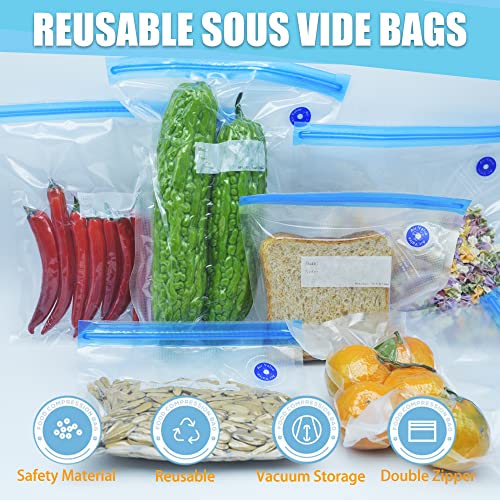 Daarcin Large Sous Vide Bags,15pcs10.2x13.4in/26 * 34cm BPA Free Reusable Vacuum Sealer Bag,Keep Food Fresh, with 2 Sealing Clips