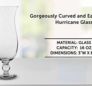 Libbey Hurricane Glasses 16 oz. Set of 12 Bulk Pack - Perfect Cocktail Glasses used as Pina Colada Glasses or Mudslide Glasses - Clear