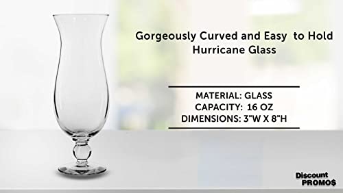 Libbey Hurricane Glasses 16 oz. Set of 12 Bulk Pack - Perfect Cocktail Glasses used as Pina Colada Glasses or Mudslide Glasses - Clear