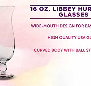 Libbey Hurricane Glasses 16 oz. Set of 12 Bulk Pack - Perfect Cocktail Glasses used as Pina Colada Glasses or Mudslide Glasses - Clear