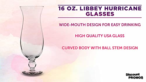 Libbey Hurricane Glasses 16 oz. Set of 12 Bulk Pack - Perfect Cocktail Glasses used as Pina Colada Glasses or Mudslide Glasses - Clear