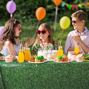 durony 2 Pack Green Grass Field Plastic Tablecloth Grass Print Table Covers 54 x 108 Inches Sports Party Table Decor for Sports Theme Parties Decorations