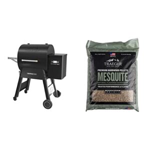 traeger grills ironwood 650 wood pellet grill and smoker with alexa and wifire smart home technology, black & grills pel305 mesquite 100% all-natural hardwood pellets (20 lb. bag)