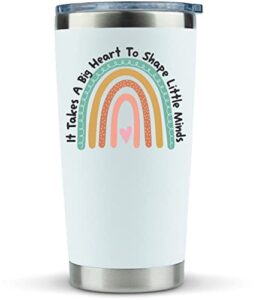 klubi teacher gifts coffee mug - it takes a big heart to shape little minds 20oz tumbler/mug - cute idea for appreciation week, women, teaching, best, thank you, birthday, nanny gifts, babysitter