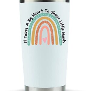 KLUBI Teacher Gifts Coffee Mug - It Takes a Big Heart to Shape Little Minds 20oz Tumbler/Mug - Cute Idea for Appreciation Week, Women, Teaching, Best, Thank You, Birthday, Nanny Gifts, Babysitter