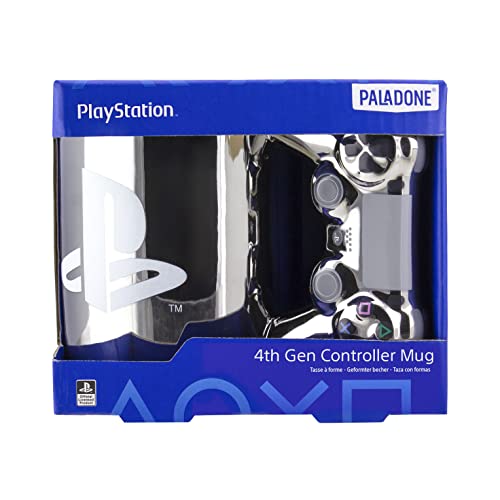 Paladone PlayStation DS4 Silver Controller Mug, Ceramic Coffee Mug for Gamers, 550 ml