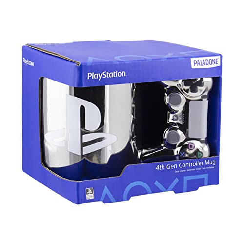 Paladone PlayStation DS4 Silver Controller Mug, Ceramic Coffee Mug for Gamers, 550 ml