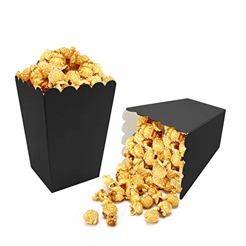 24 Pcs Popcorn Boxes Mini Paper Popcorn Box Cardboard Popcorn Container for Party, Black