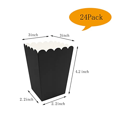 24 Pcs Popcorn Boxes Mini Paper Popcorn Box Cardboard Popcorn Container for Party, Black