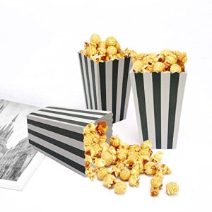 24 Pcs Popcorn Boxes Mini Paper Popcorn Box Cardboard Popcorn Container for Party, White/Black Stripes