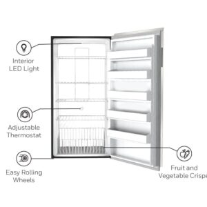 Honeywell 17 cubic feet uright freezer, electronic temperature control, automatic defrost, stainless steel