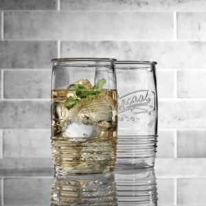 Glaver's Glass Tumbler Drinking Glasses Set of 4 – Genuine Artisan-Made Vintage Italian Original Mason – Elegant 20 Oz Clear Tumbler Glassware Set for Refreshing Drinks, Beverages, Iced Tea.