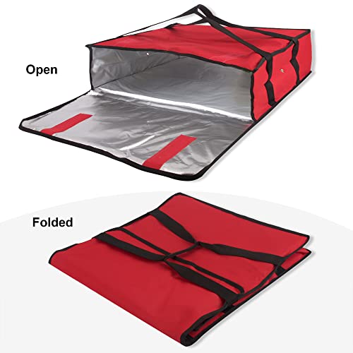 Trail maker Pizza Carrier Insulated Bags Large for Deliveries, Insulated Pizza Carrier Delivery Bag 20x20 Food Bag for Personal and Professional Use (Red)