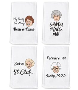 homento funny kitchen towels-golden inspired gifts for women,golden merchandise towels set,funny novelty hand towels for girls night-unique birthday gift for mom best friend,house warming gifts idea