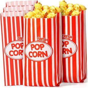 300 pcs popcorn bags popcorn boxes paper red and white movie popcorn bags for carnival movie theme party supplies(3.54 x 2.36 x 8.27 inches)