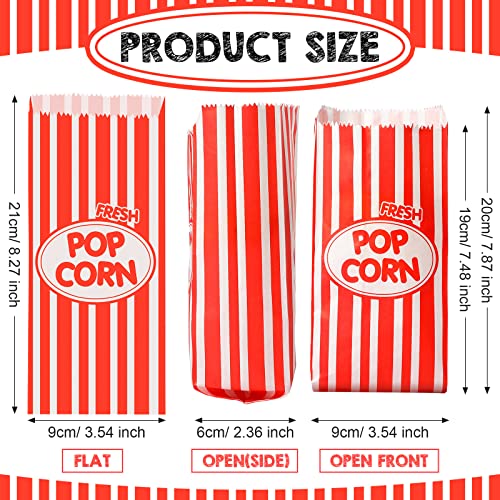 300 Pcs Popcorn Bags Popcorn Boxes Paper Red and White Movie Popcorn Bags for Carnival Movie Theme Party Supplies(3.54 x 2.36 x 8.27 Inches)