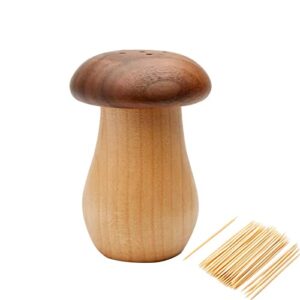 agirlvct toothpick holder dispenser, wood cute mushroom toothpick dispenser container for home kitchen restaurant hotel(with toothpicks)