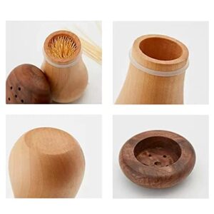 Agirlvct Toothpick Holder Dispenser, Wood Cute Mushroom Toothpick Dispenser Container for Home Kitchen Restaurant Hotel(With Toothpicks)