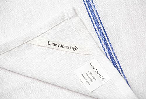 LANE LINEN Kitchen Towels Set - 100% Pure Cotton Dish Towels for Kitchen, Super Absorbent Kitchen Hand Towel, Blue Tea Towels, Soft & Durable Dish Cloths, Pack of 12 – 15”x25”, Blue Stripe