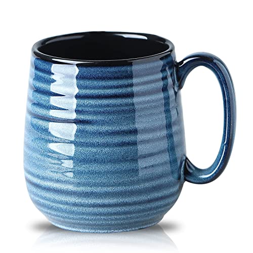 Hasense Large Coffee Mug, 20 oz Ceramic Coffee Cups for Office and Camping, Big Coffee Mug for Latte Coffee Tea Soup as Friend Gifts, Dishwasher and Microwave Safe, 1 PCS (Blue)