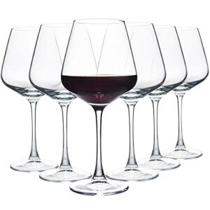 yangnay wine glasses (set of 6, 20 oz), large clear burgundy wine glasses for red wine, smooth rim, dishwasher safe