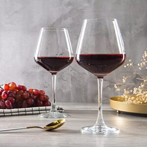 YANGNAY Wine Glasses (Set of 6, 20 Oz), Large Clear Burgundy Wine Glasses for Red Wine, Smooth Rim, Dishwasher Safe