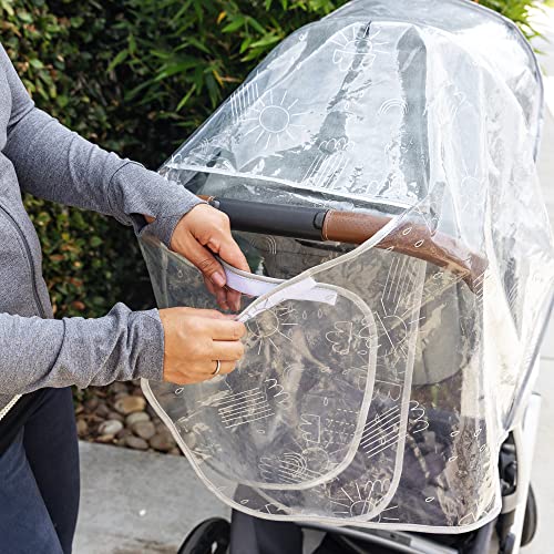 J.L. Childress Deluxe Stroller Rain Cover - Adorable Printed Pattern, Soft Material, Universal Stroller Accessory, Baby Weather Shield and Protection