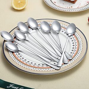 Long Handle Spoon, Coffee Stirrers, Premium Stainless Steel Ice Cream Spoon, Cocktail Stirring Spoons, Tea Spoons, Set of 8 (Silver)