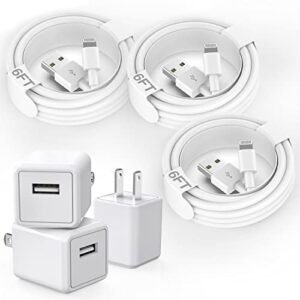 iphone charger, 3pack iphone charging 【apple mfi certified】 iphone charger block cube iphone wall charger portable travel plug with 6ft iphone charger cord cable for iphone 5/6/7/8/x/11/12/13/14/se